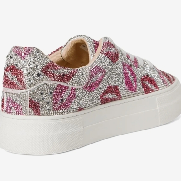 ❤️🔹️Betsey Johnson 🔹️ Sidny Platform Sneaker Glitter Multi  Lip Sneakers - Picture 6 of 7
